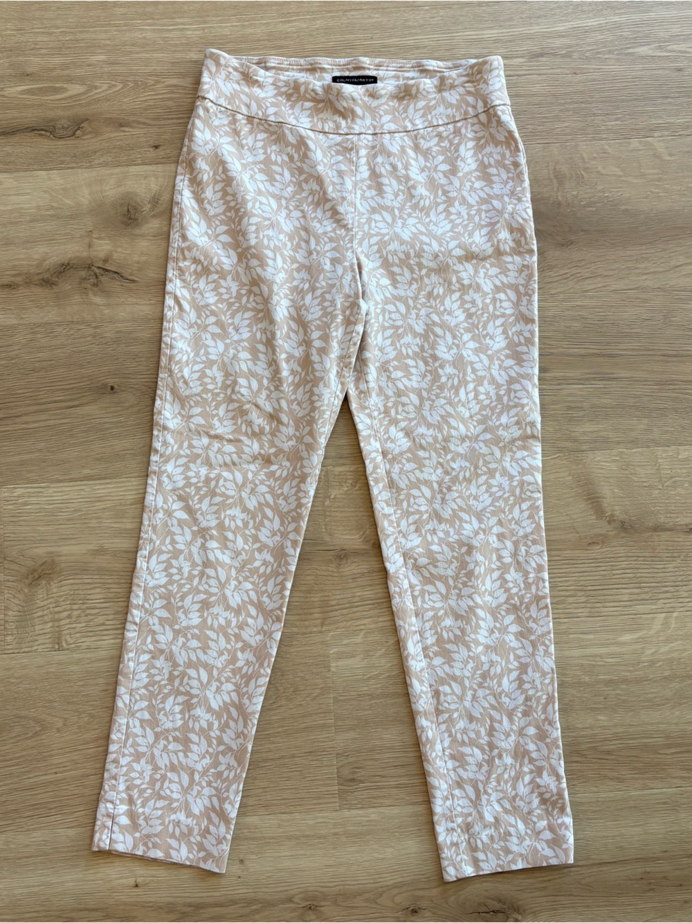 Counterparts Cream/light pink and White Floral Ponte Pants